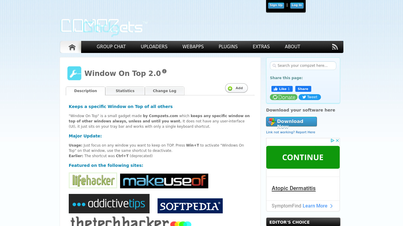 Window On Top by Compzets.com Landing page