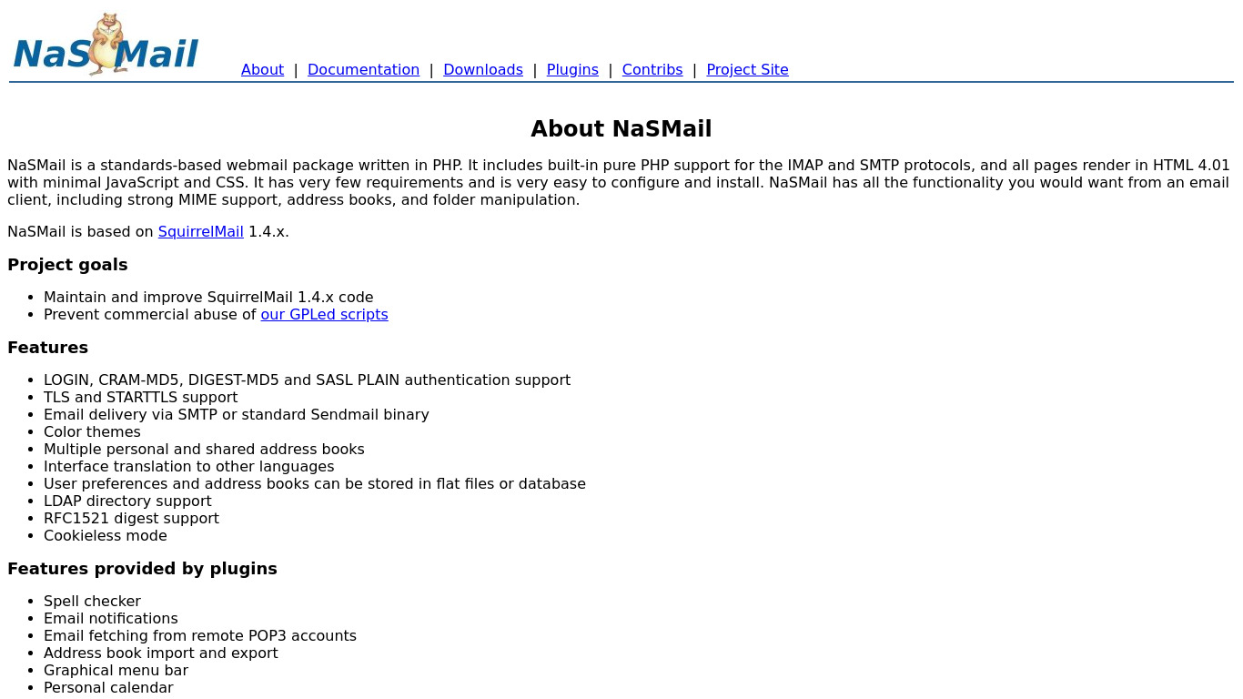 NaSMail Landing page
