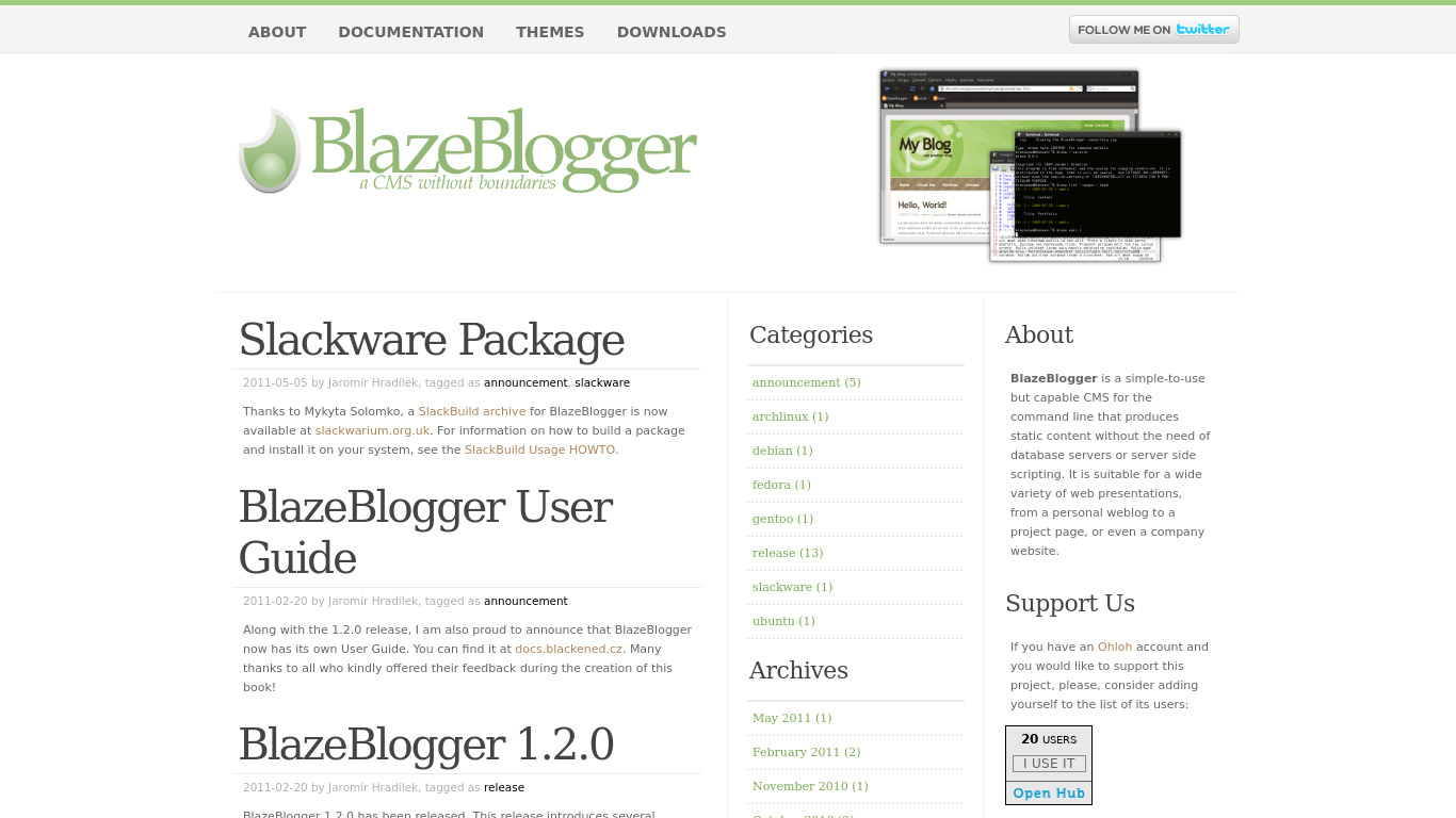 BlazeBlogger Landing page