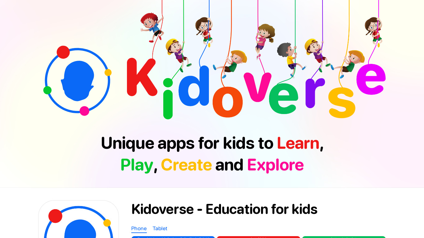 Kidoverse Landing page