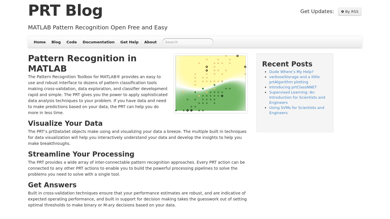 Pattern Recognition Toolbox Landing page