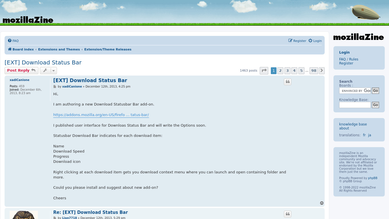 Download Status Bar Landing page