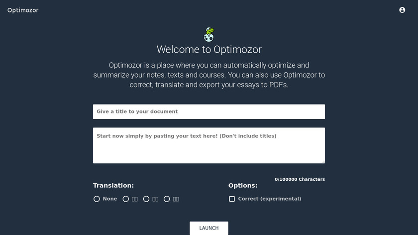 optimozor.herokuapp.com Optimozor Landing Page