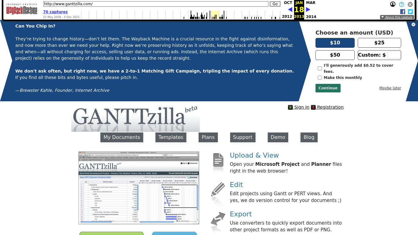 GANTTzilla Landing page