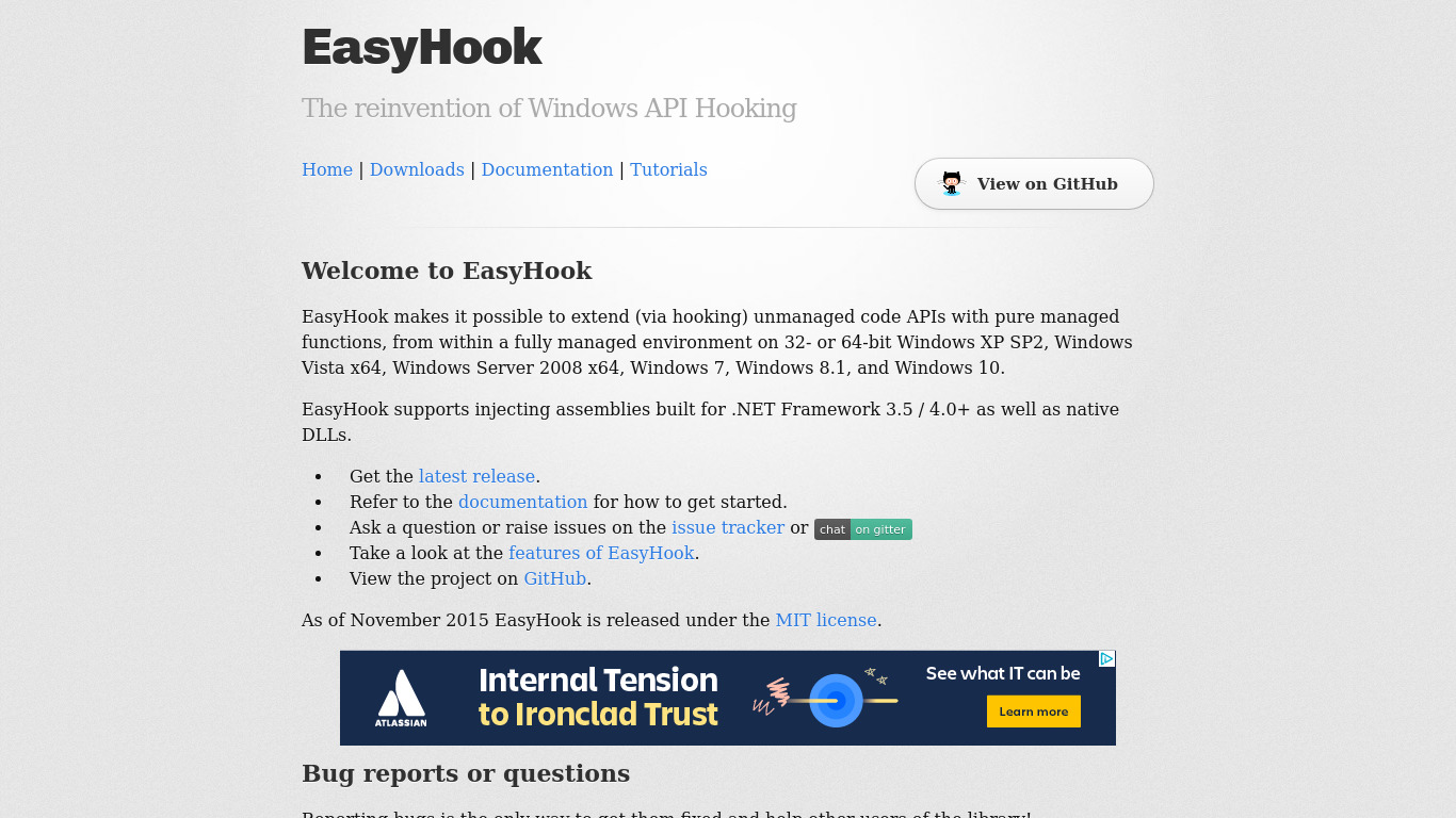 EasyHook Landing page