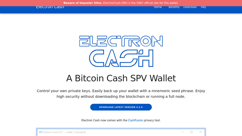 Electron Cash Landing Page