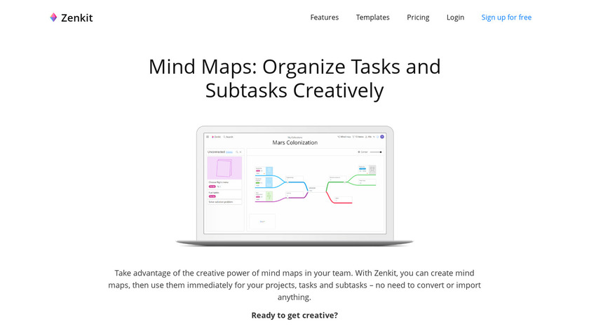 Mind Maps for Zenkit Landing Page