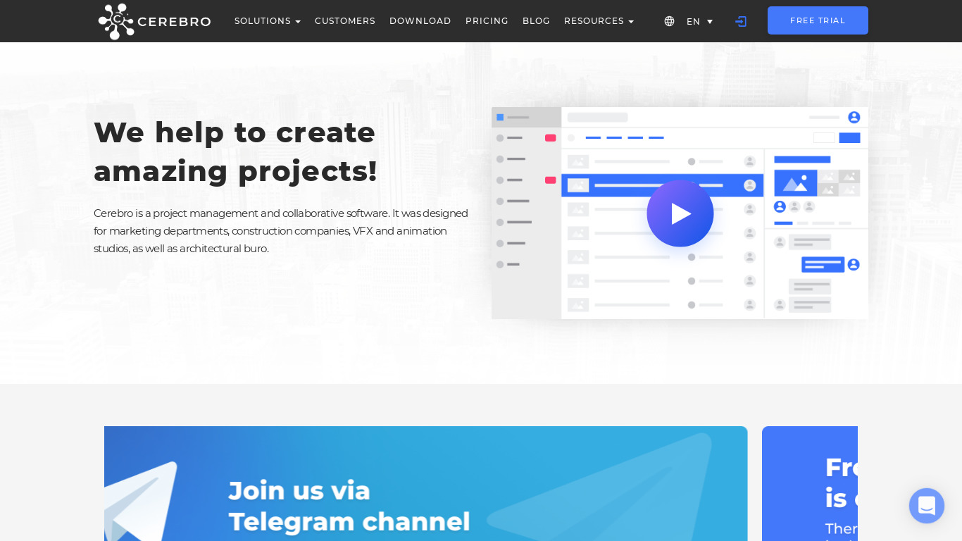 Cerebro Landing page