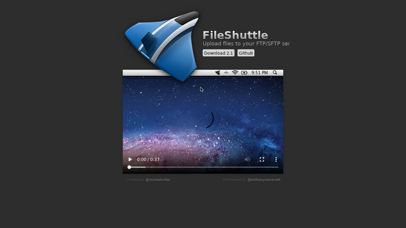 FileShuttle.io Landing page