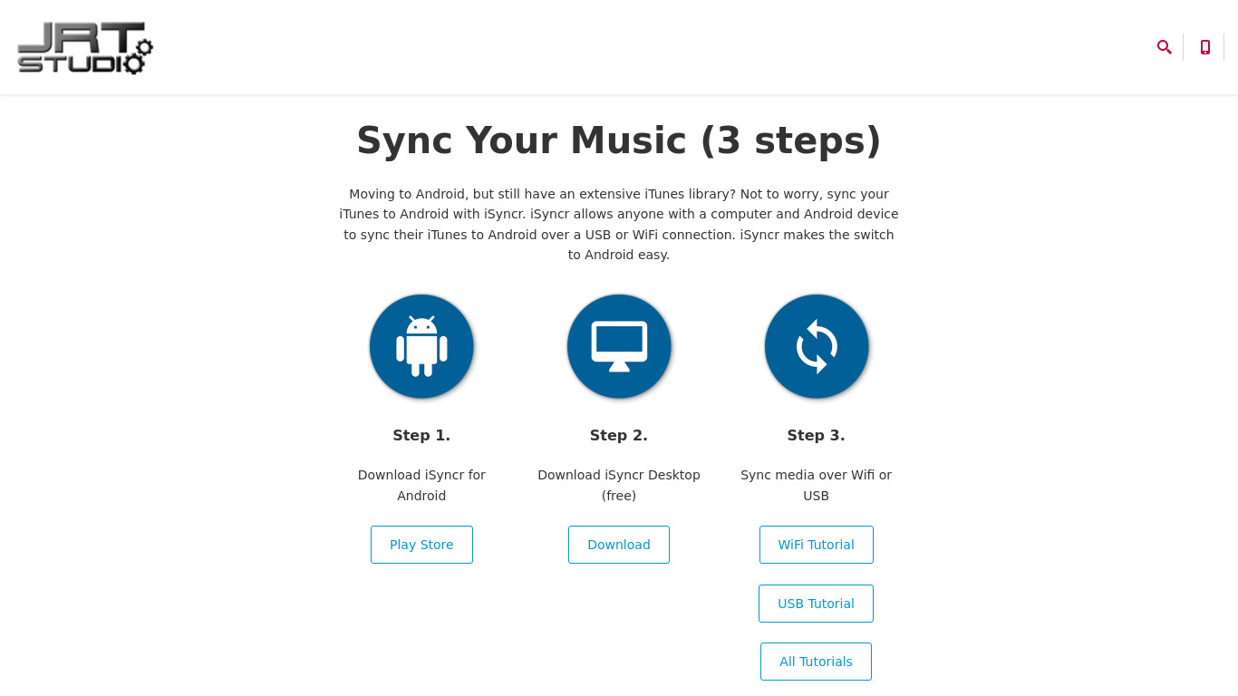 iSyncr Landing page