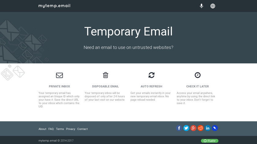 mytemp.email Landing Page