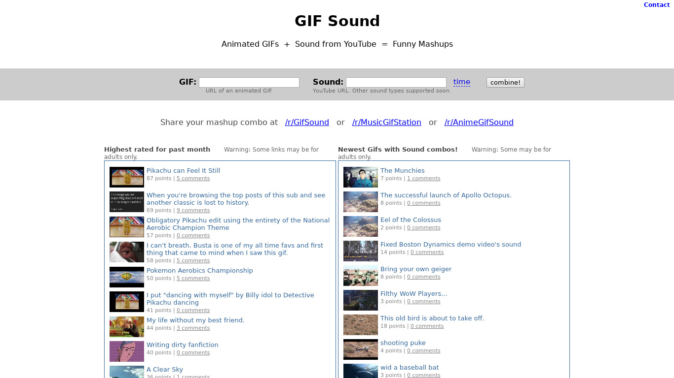 Gif Sound Landing page