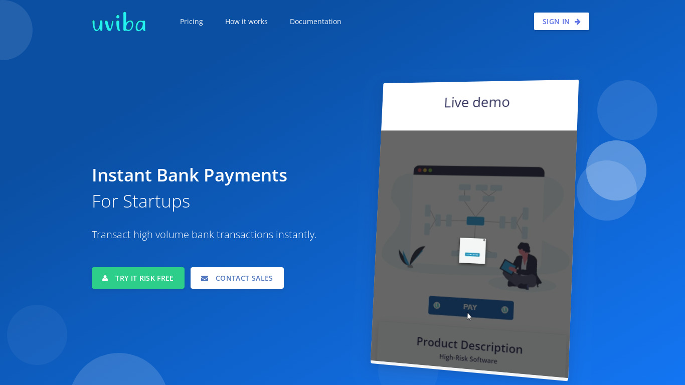 Uviba -  Accept Bank Payments Landing page