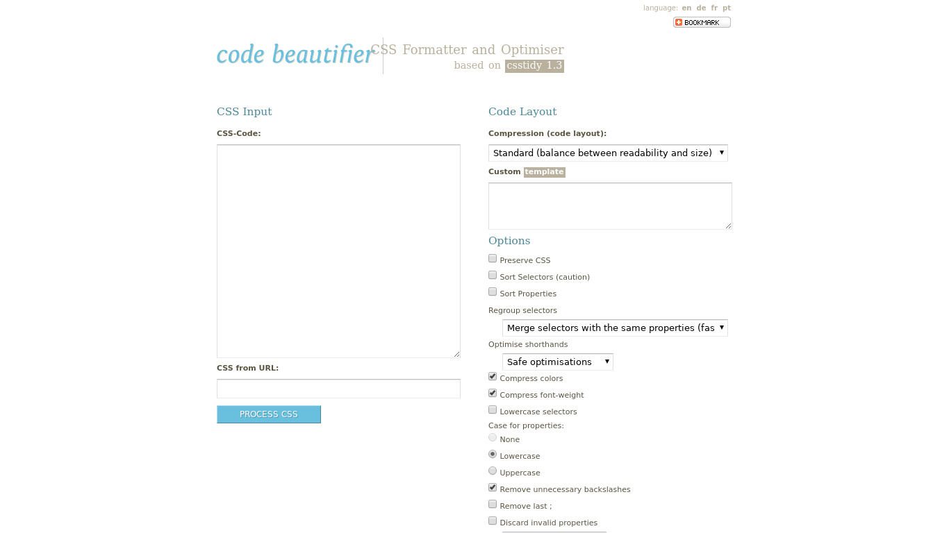 Code Beautifier Landing page