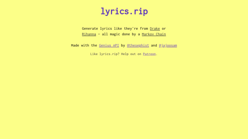 lyrics.rip Landing Page