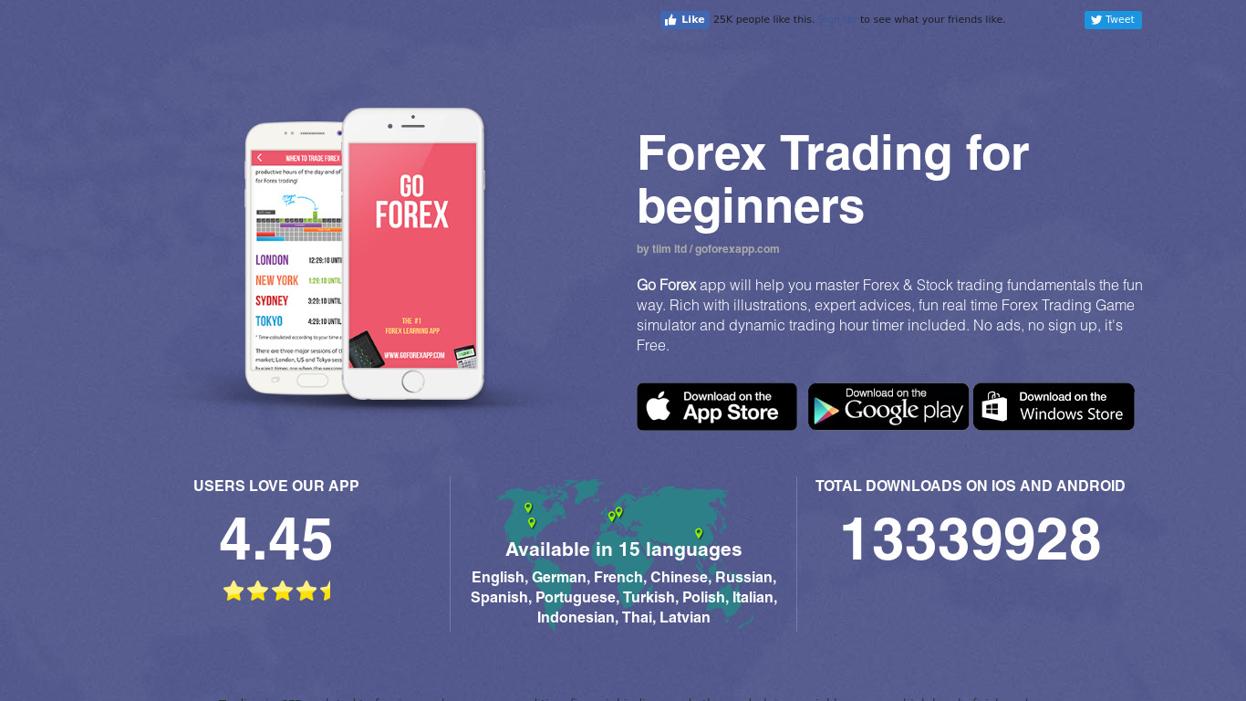 Go Forex App Landing page