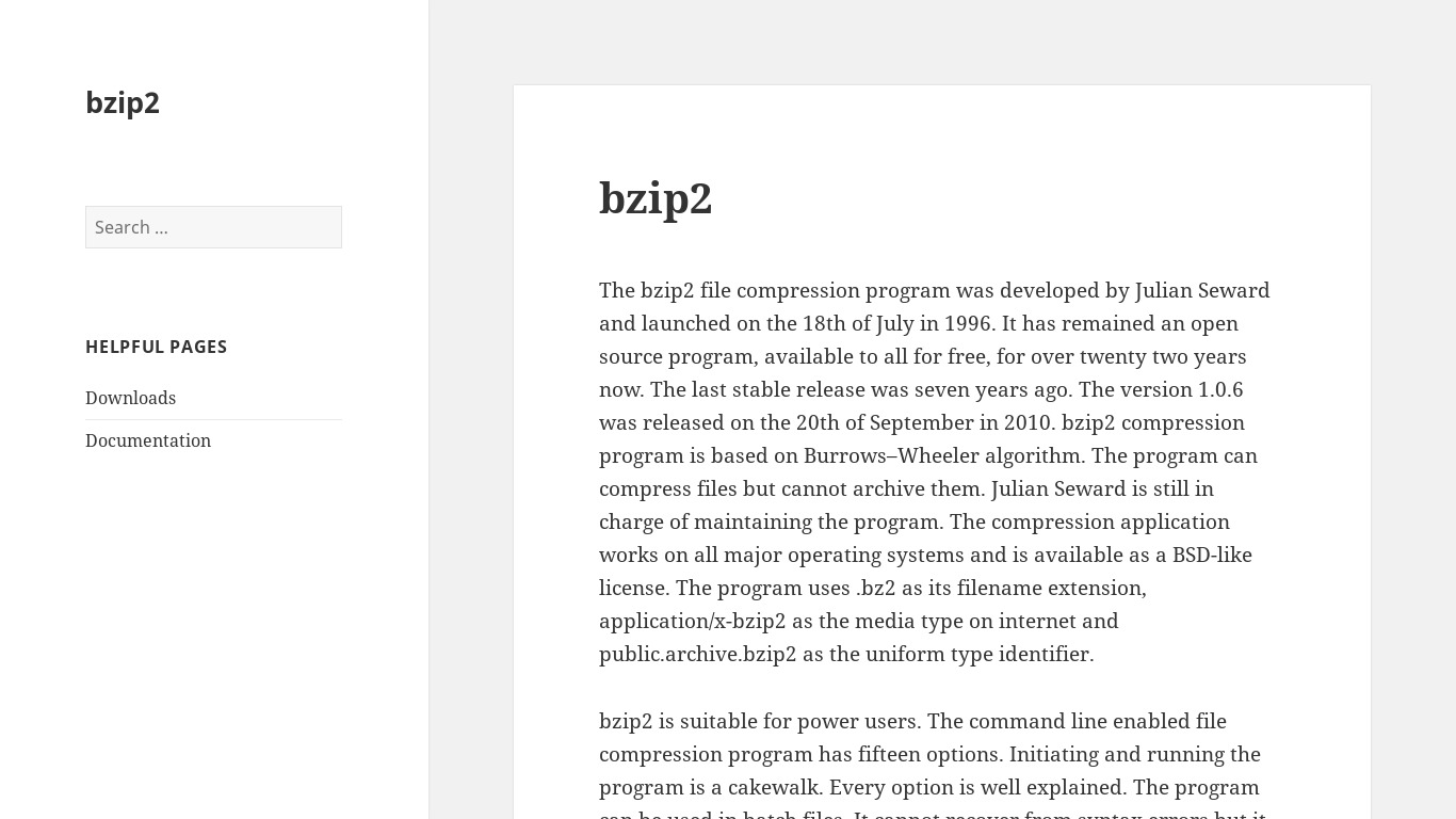 bzip2 Landing page