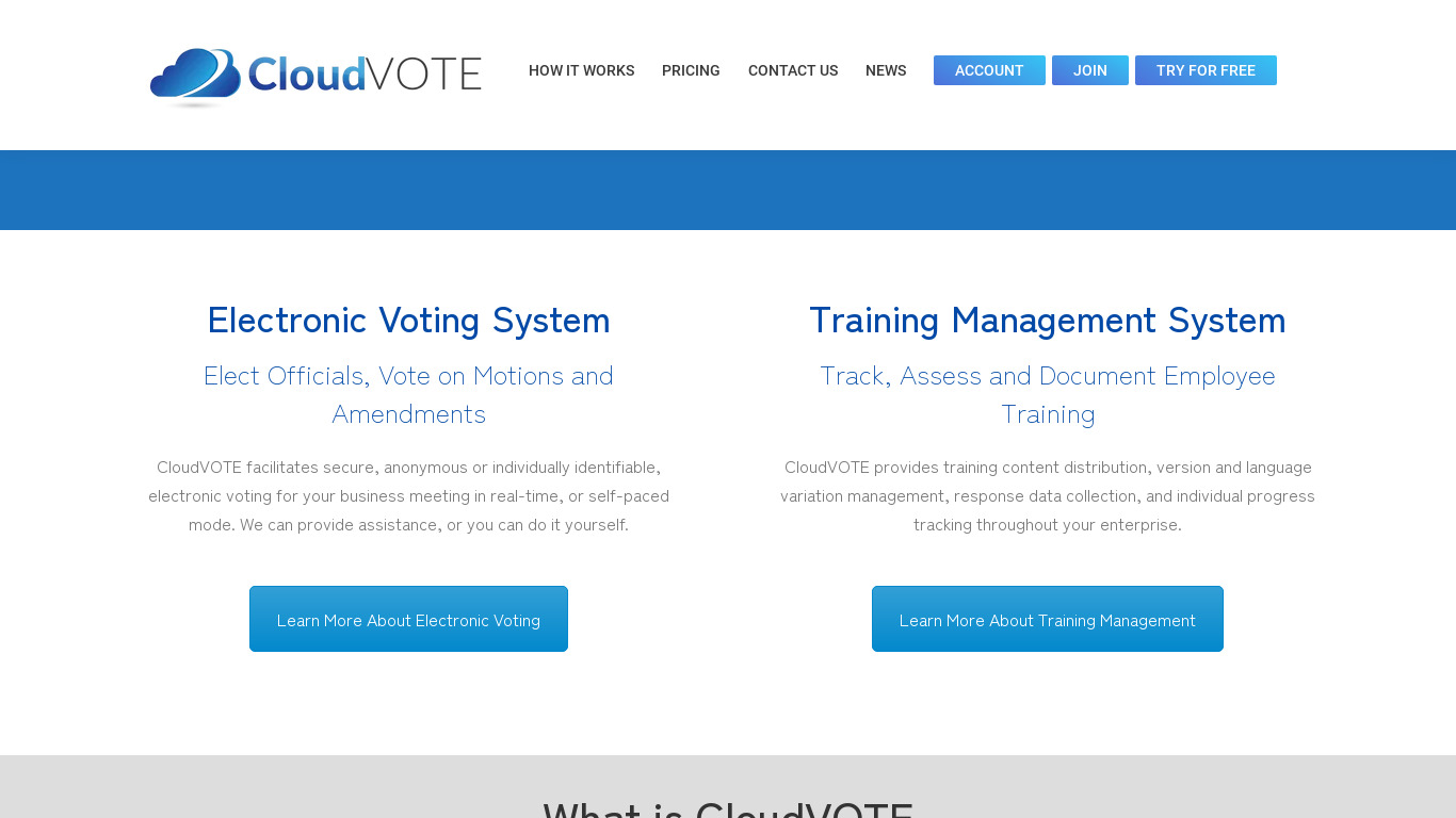 CloudVOTE Landing page