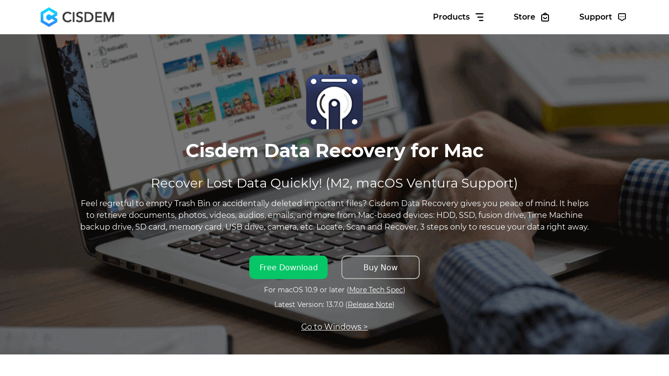 Cisdem Data Recovery Landing page