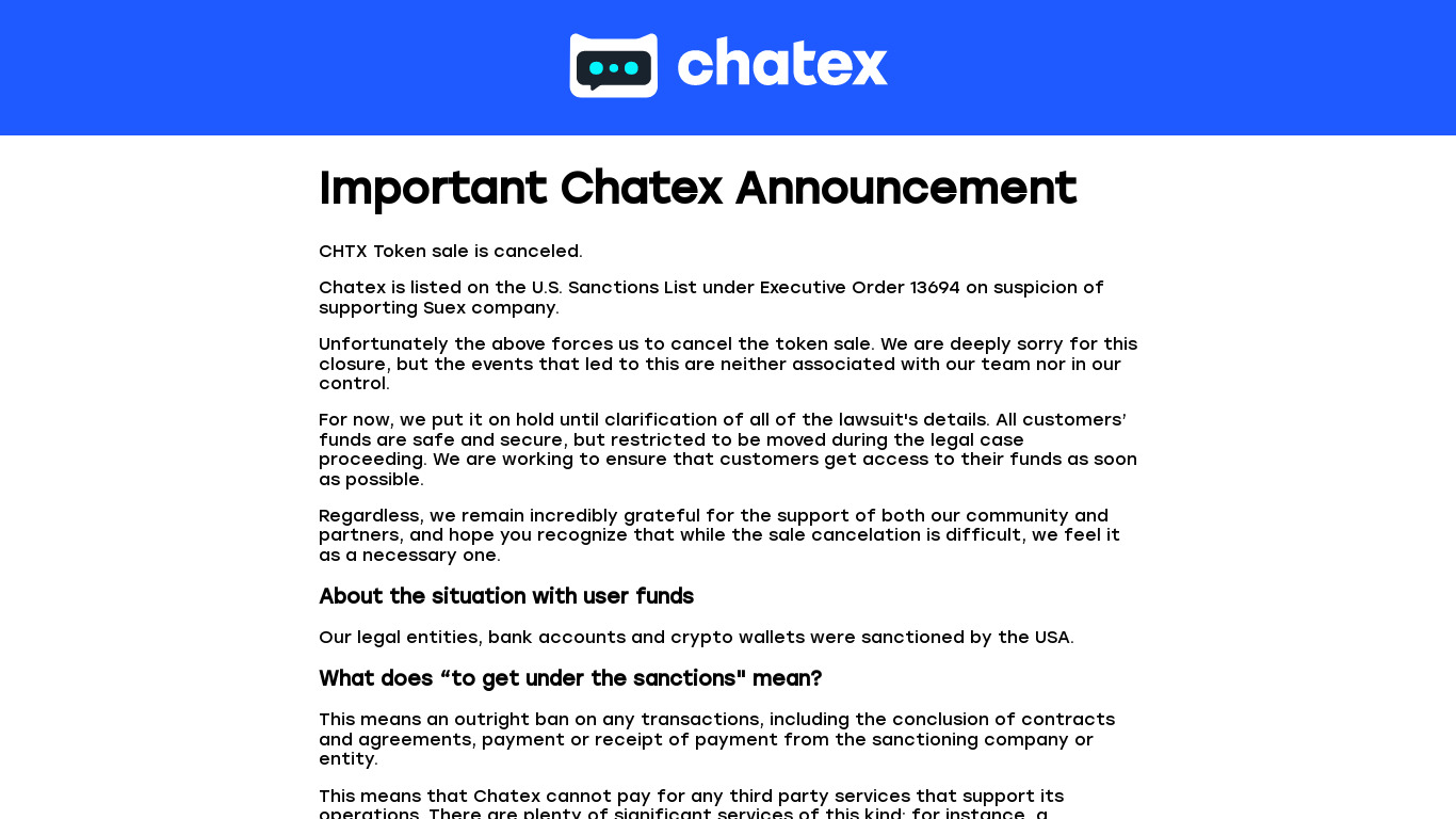 Chatex Landing page