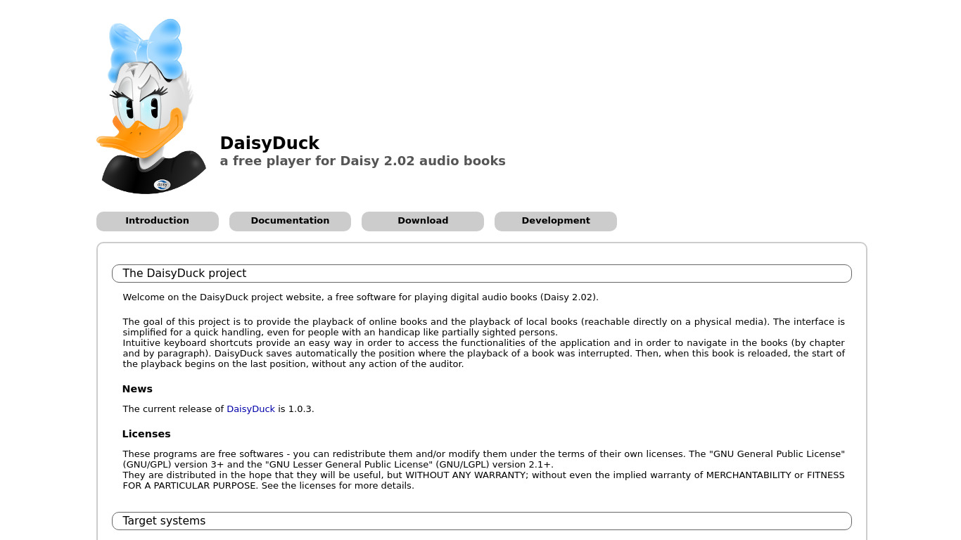 DaisyDuck Landing page