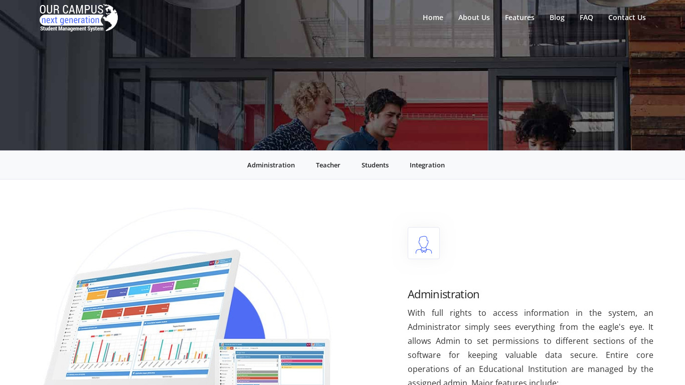 College Management System Landing page