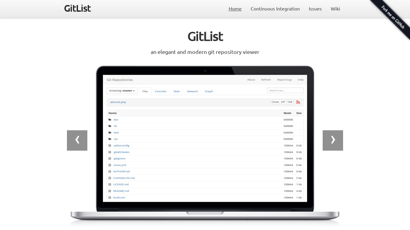 GitList Landing page