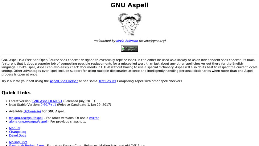 GNU Aspell Landing Page