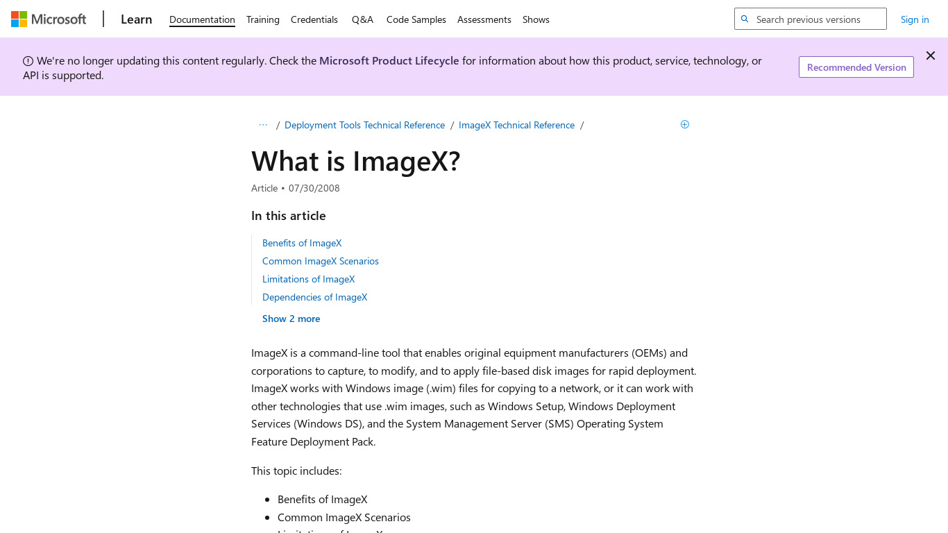 ImageX Landing page