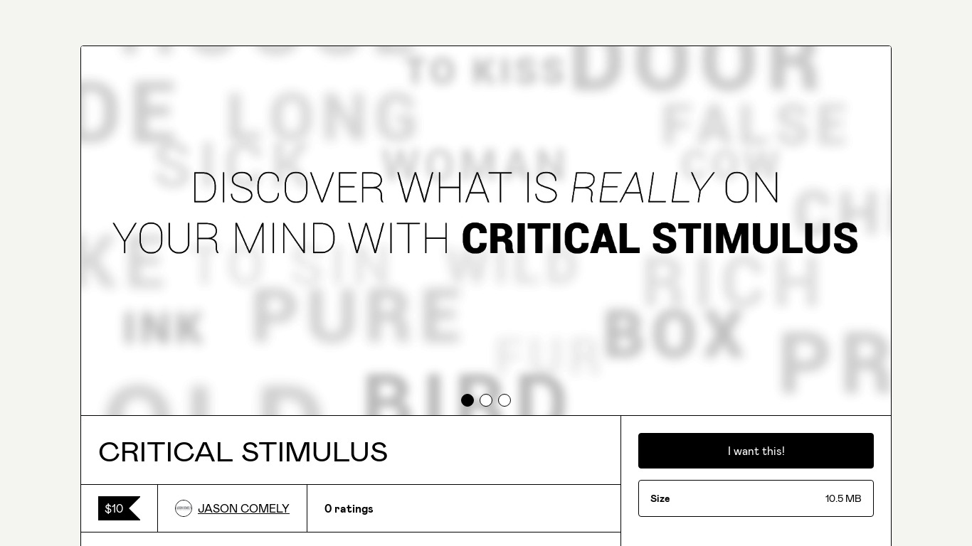 Critical Stimulus Landing page