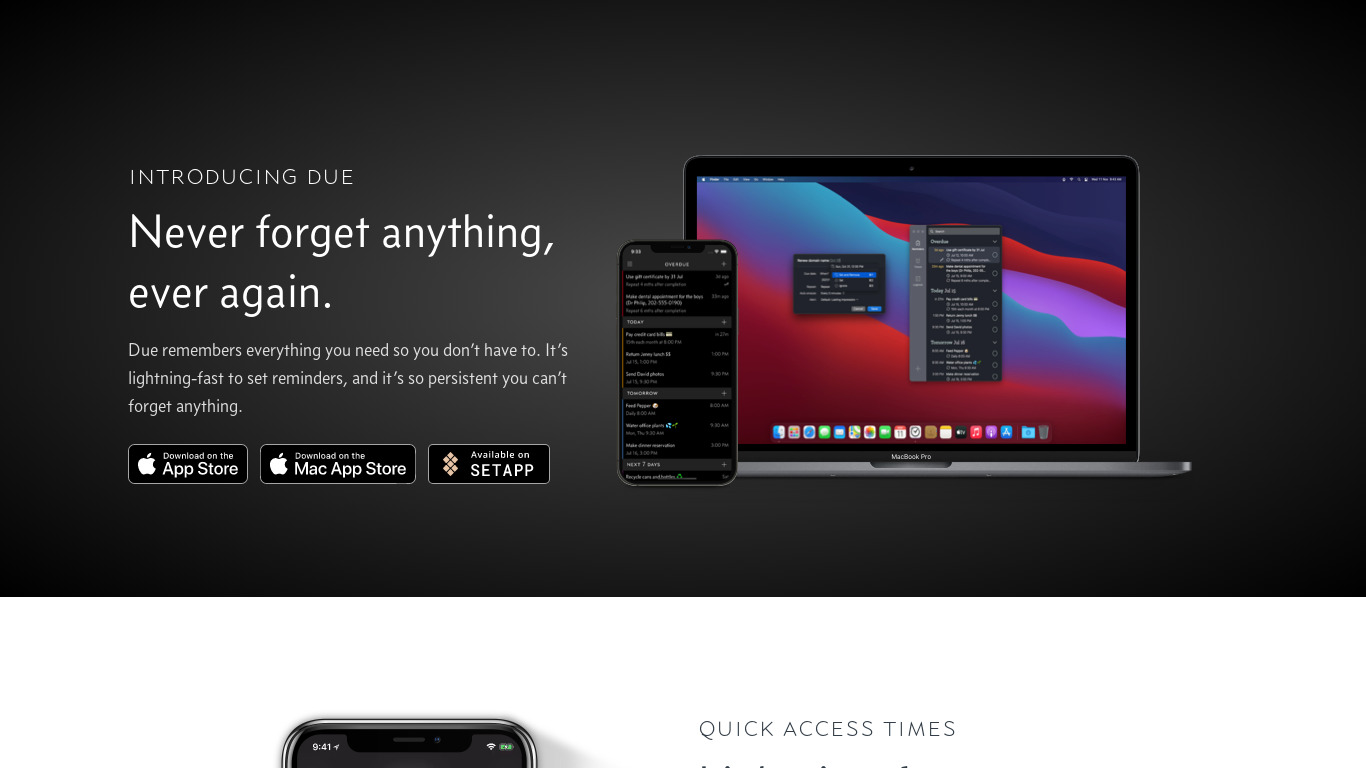 Due Landing page
