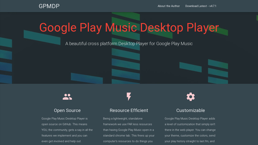 Google Play Music Desktop Player Landing Page