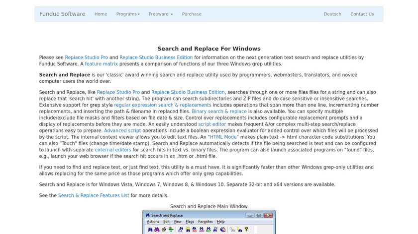 Funduc Search and Replace Landing Page