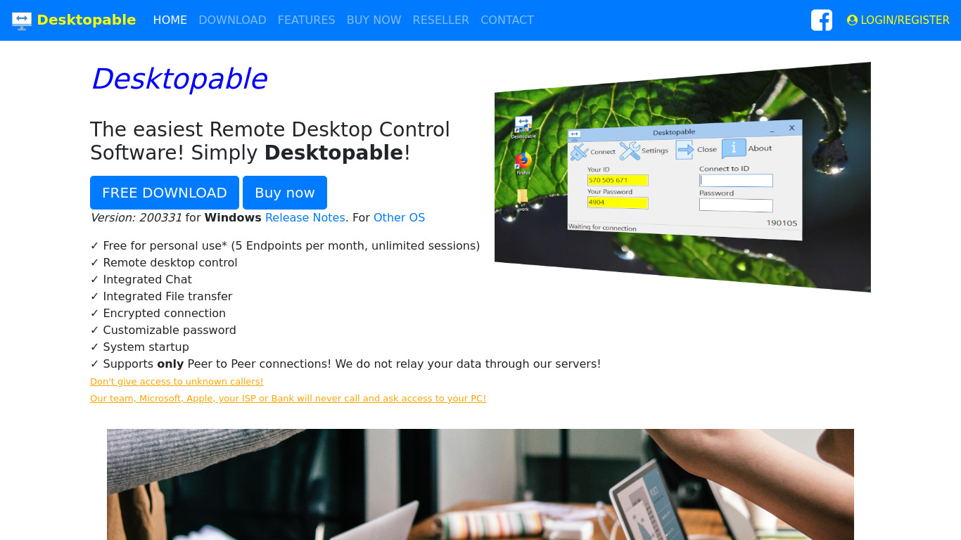 Desktopable Landing page