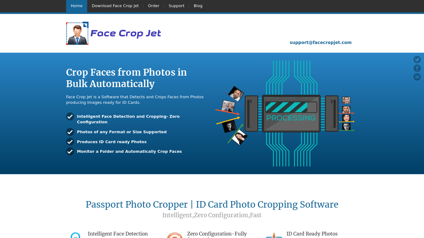 Face Crop Jet Landing page