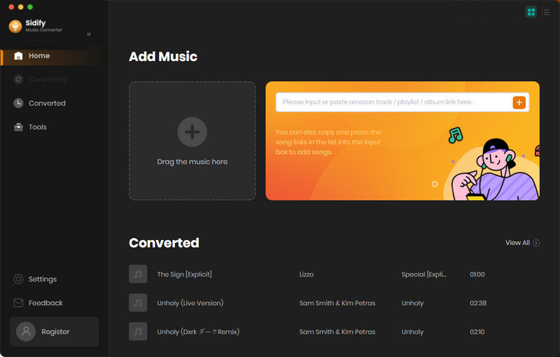 Sidify Music Converter Landing page
