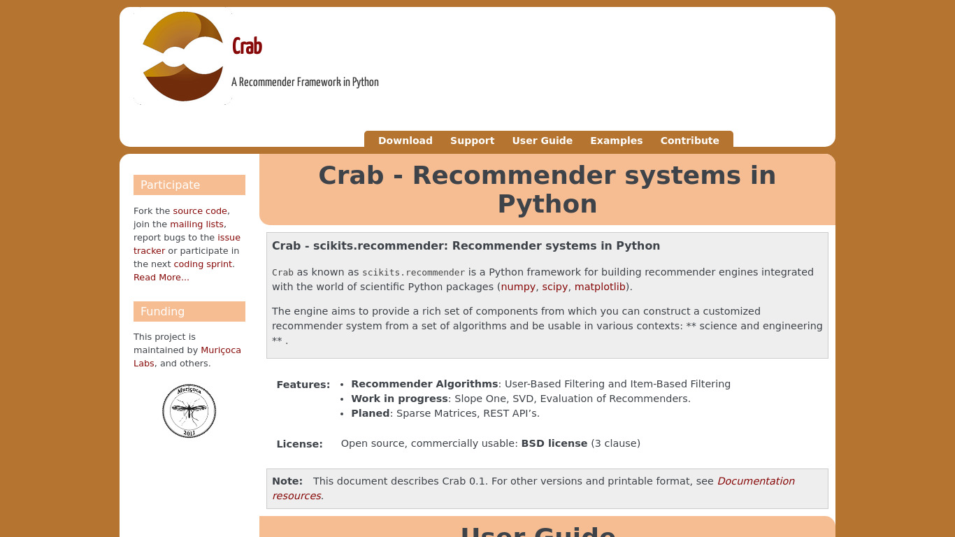 Crab Landing page
