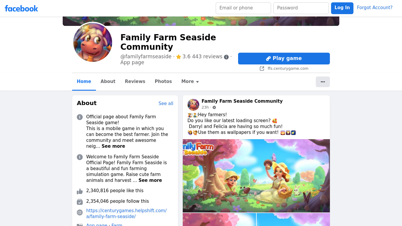Family Farm Seaside Landing page