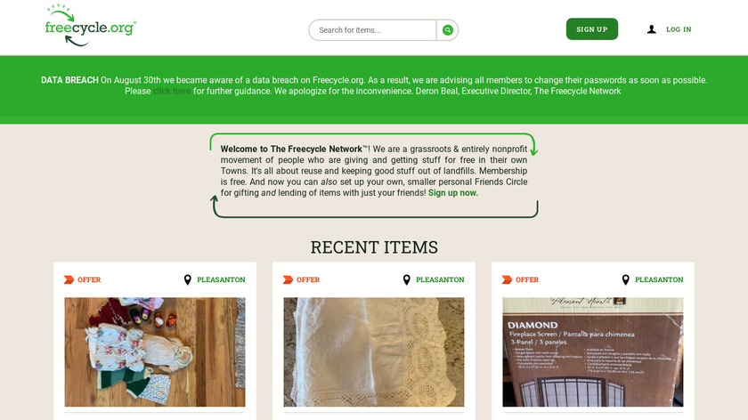 Freecycle Landing Page