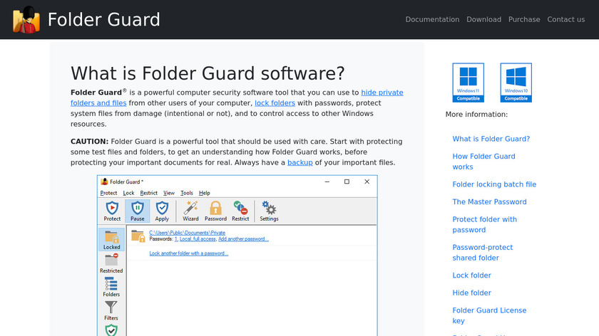 Folder Guard Landing Page