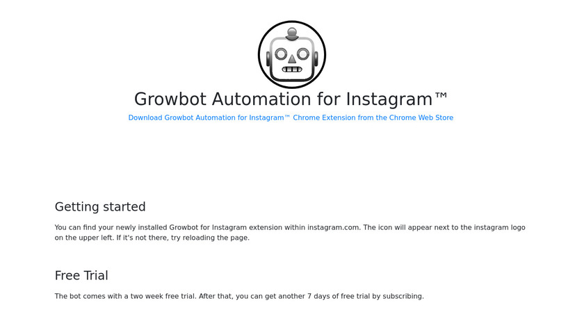 GrowBot Automator for Instagram Landing Page
