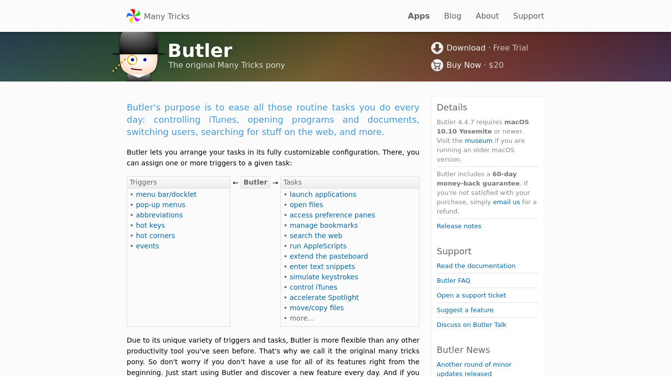 Butler Landing page