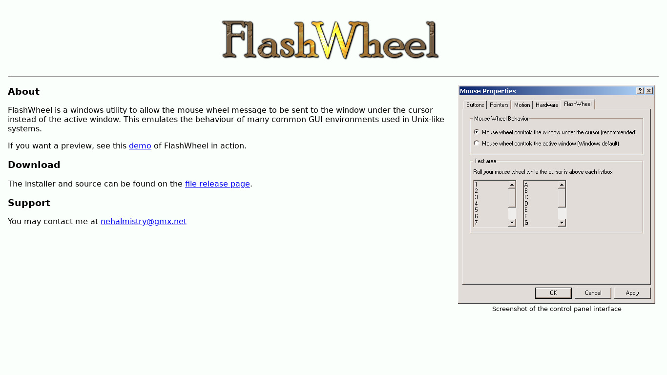 FlashWheel Landing page