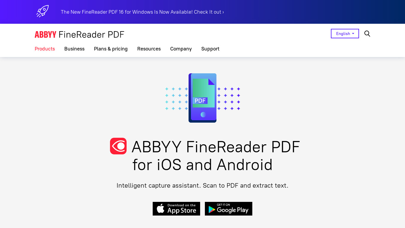 ABBYY FineScanner AI Landing page