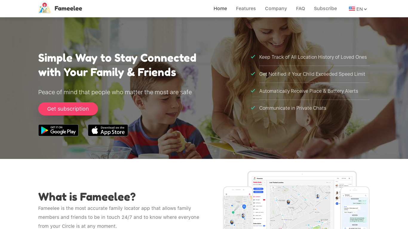 Fameelee - Family Locator Landing page