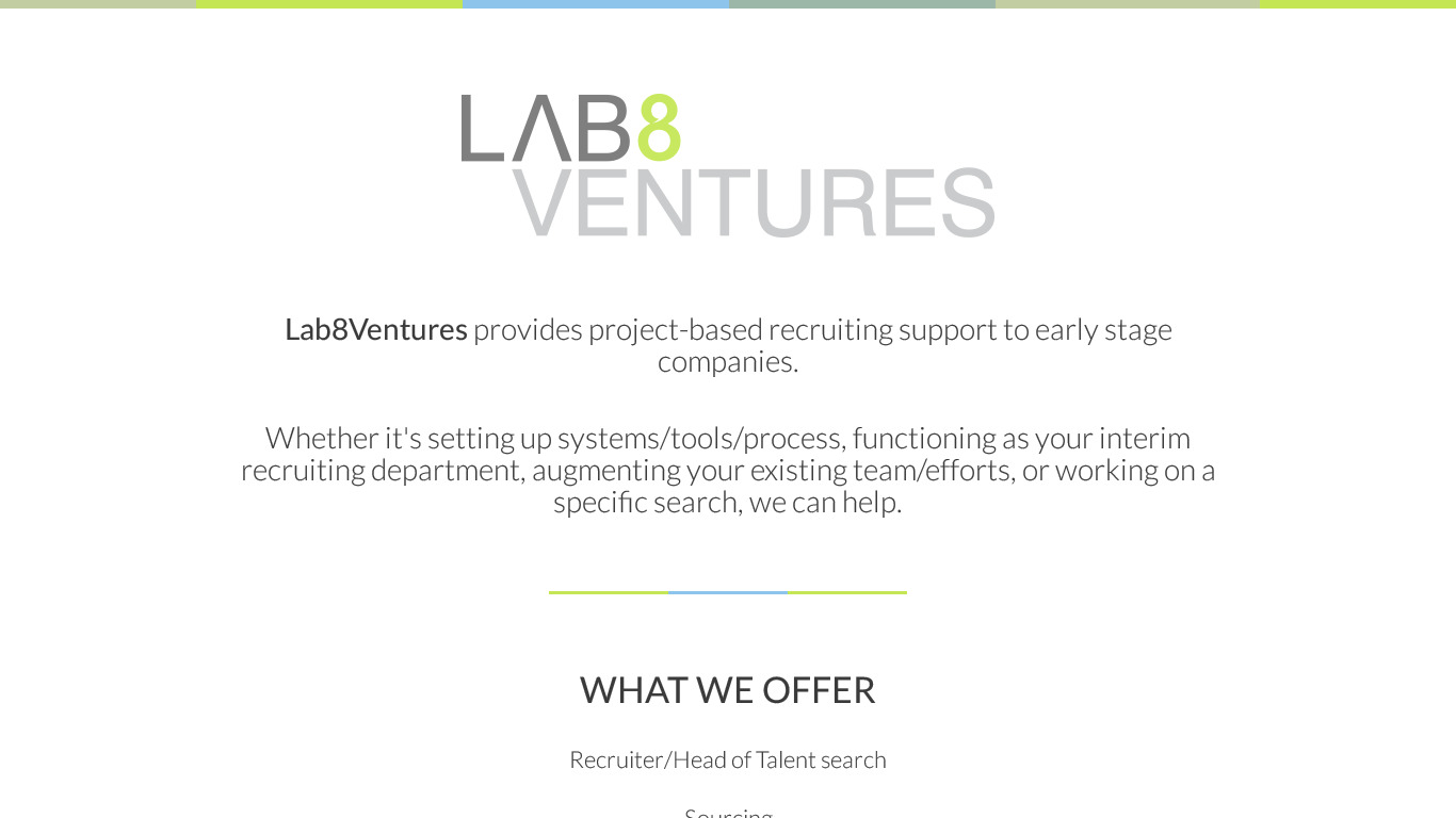 Lab 8 Ventures Landing page