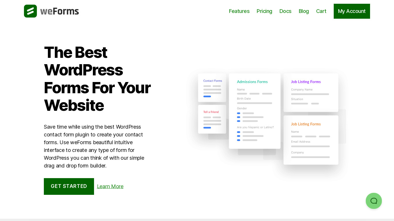 weForms Landing page