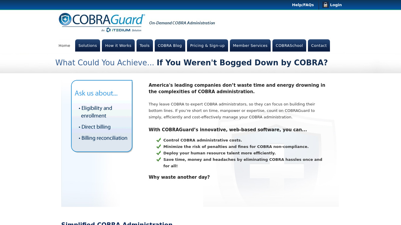 COBRAGuard Landing page