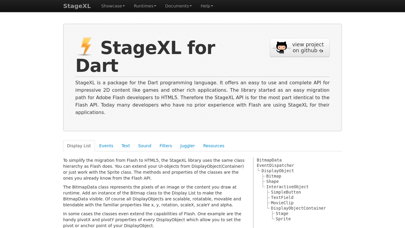 StageXL Landing page