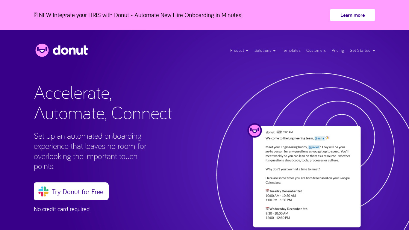 Donut for Onboarding Landing page